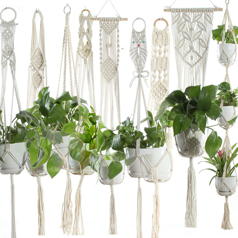 Handmade Cotton Rope Plant Hanger Basket for Indoor Plants