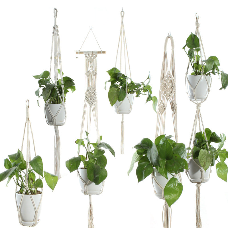 Handmade Cotton Rope Plant Hanger Basket for Indoor Plants