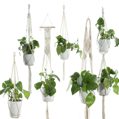 Handmade Cotton Rope Plant Hanger Basket for Indoor Plants