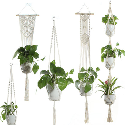 Handmade Cotton Rope Plant Hanger Basket for Indoor Plants